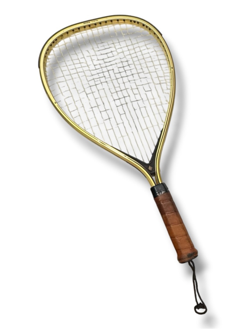 Vintage Ektelon Contra Racquetball Racket + Leather Cover Small Gold Aluminum
